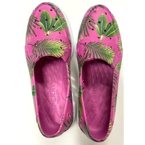 NWOT Sperry Top Sider Mauve/Pink Tropical Slip On Shoe Men\'s Size 9M